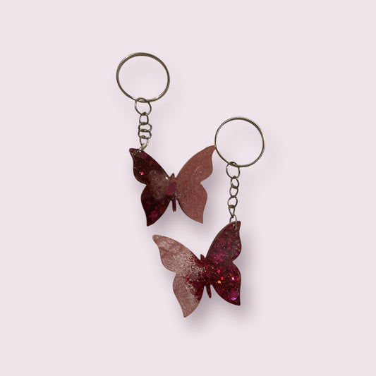 Porte Clé Papillon Rose